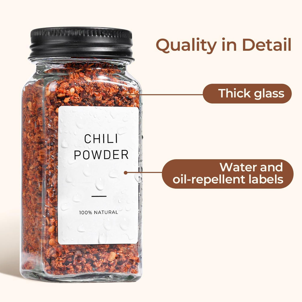 6Pcs 120Ml Glass Spice Jars with Shaker Lids and Labels, Spice Jars Trial Set & Supplement Set, Empty Spice Containers and Square Spice Bottles for Kitchen and Seasoning