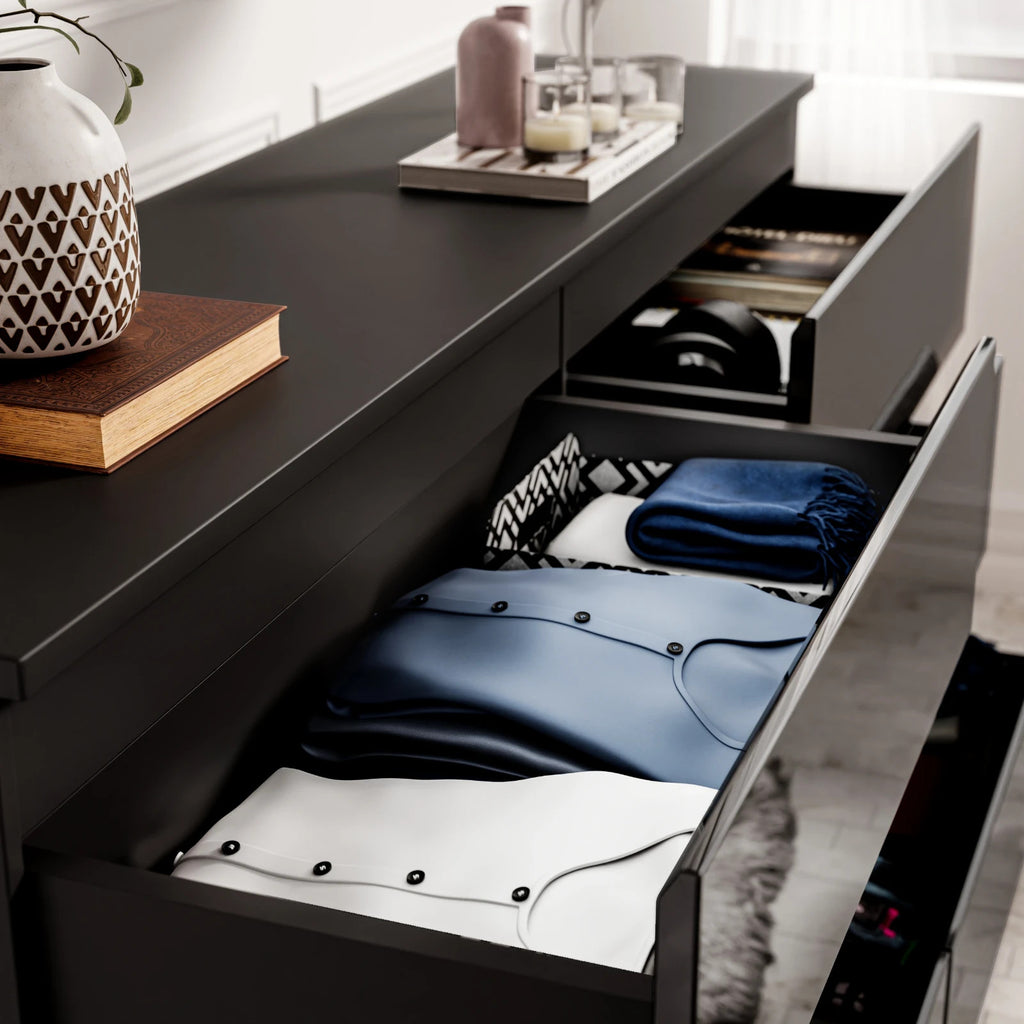 High Gloss Chest of Drawers Bedside Cabinet Tall Wide Storage Bedroom Furniture