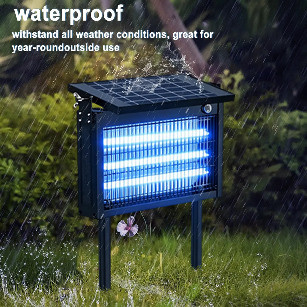 Gainstarx Solar Bug Zapper Outdoor Waterproof Electric Mosquito and Fly Zapper with Smart Light Sensor Rechargeable Solar Powered Trap for Patio, Backyard, Garden, Camping, and Indoor Use