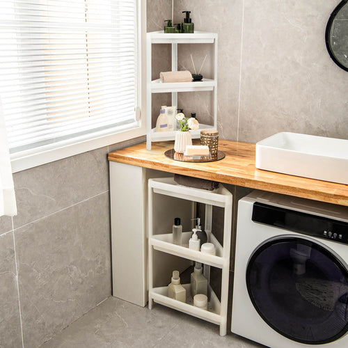 2 Pack 3-Tier Floor Corner Storage Racks with Drainage Holes