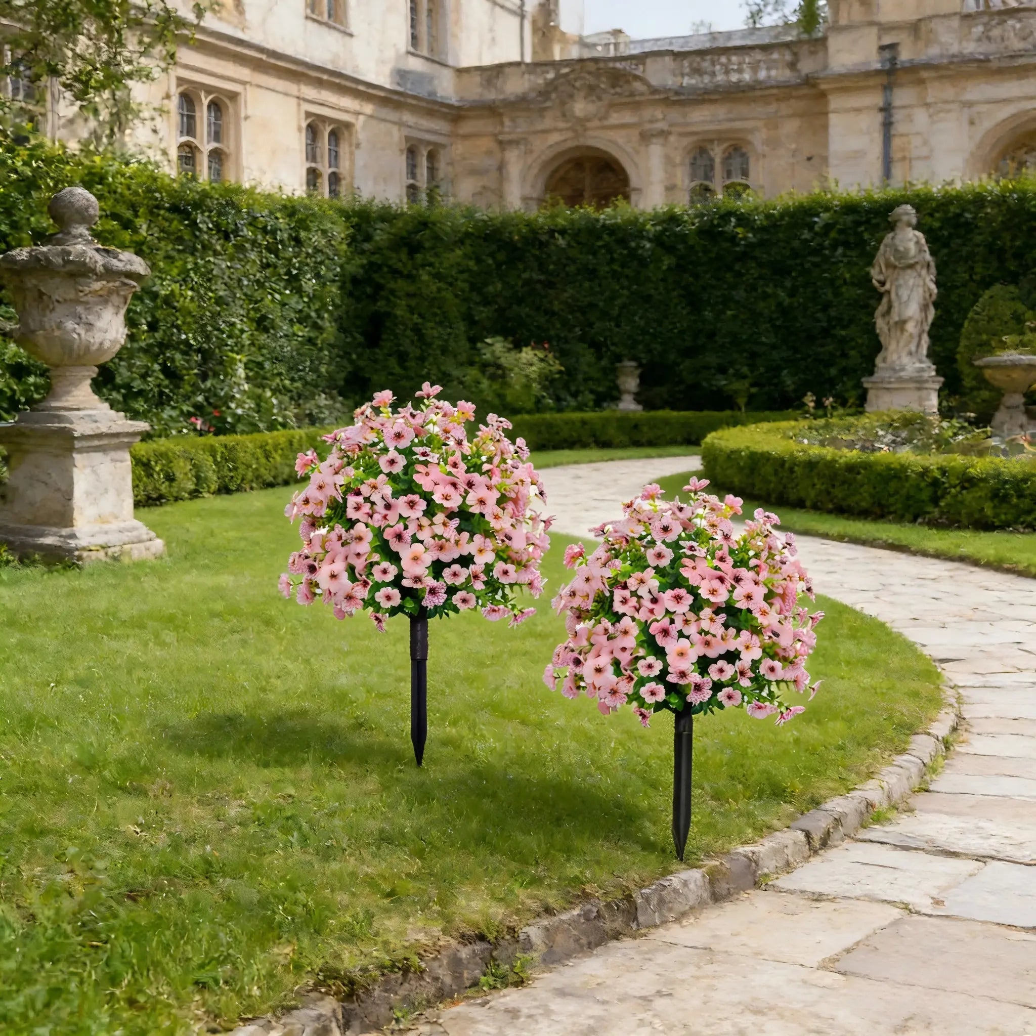 Artificial Flowers for Outdoor Indoor Garden Home Decoration, Plastic Vibrant Faux Flowers, Faux Flower Daisy with Eucalyptus Leaves Fake Plants Greenery Boxwood Porch Patio