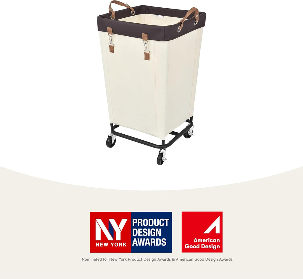 Laundry Basket with Wheels, 160L Large Hampers for Laundry, Rolling Washing Basket Bins Heavy Duty, Dirty Clothes Washing Hamper on Wheels for Hotel Home Dorm Laundry Room, Beige, 1-Pack