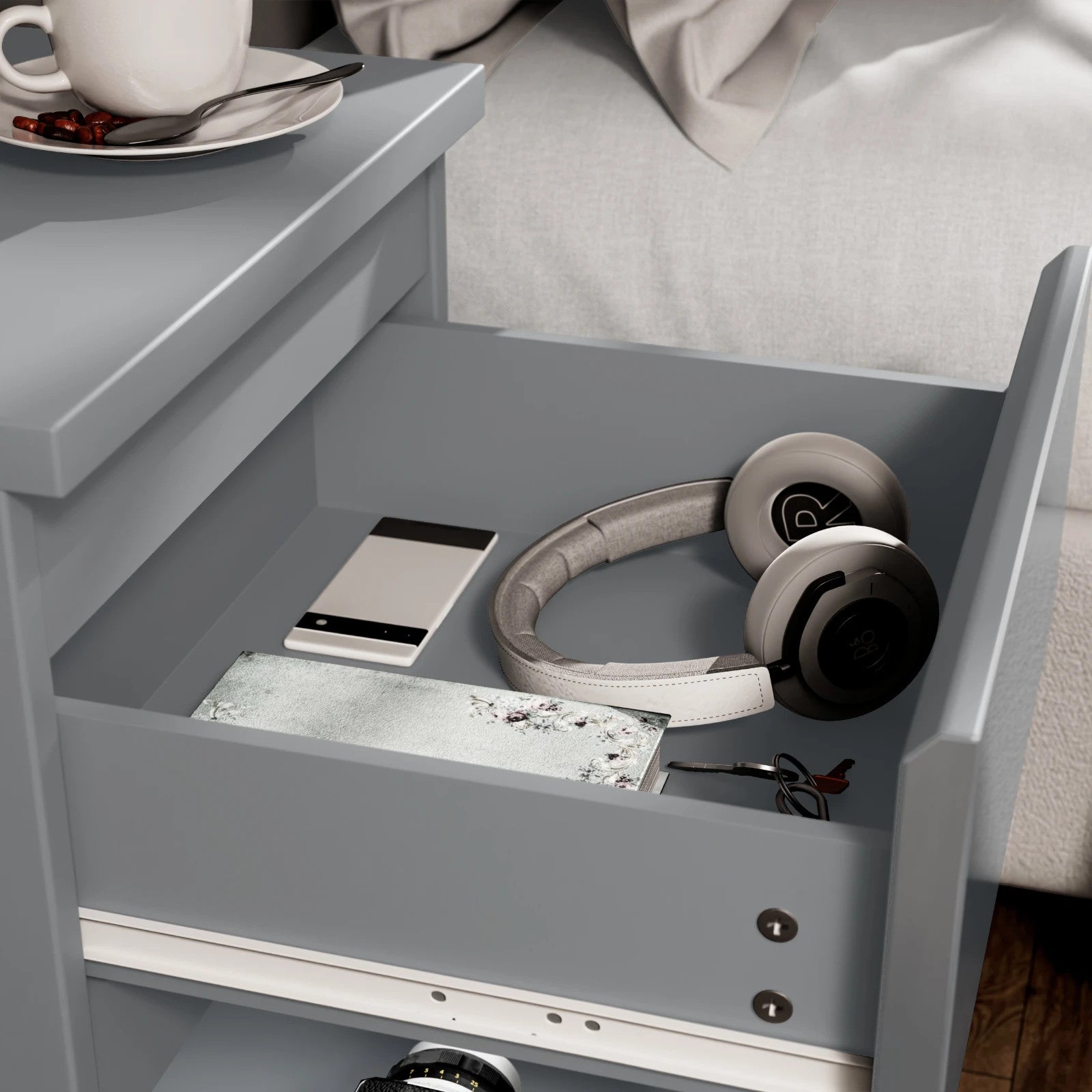 High Gloss Chest of Drawers Bedside Cabinet Tall Wide Storage Bedroom Furniture