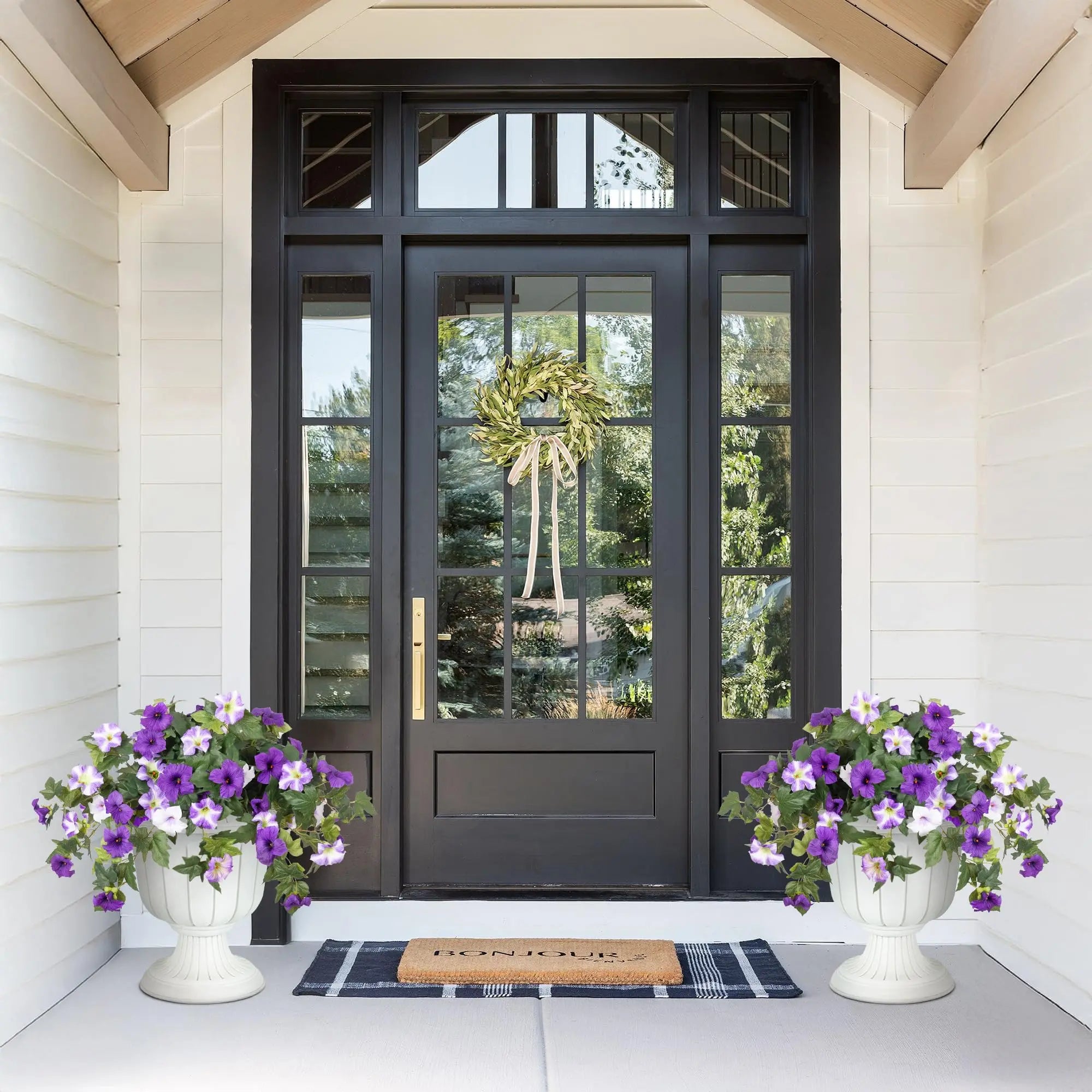 2PCS Artificial Flowers for Outdoor Decoration - UV Resistant Silk Fake Flowers, Faux Plastic Plants for Hanging Baskets, Garden, Porch, Window Box & Home Decor, No Fade Realistic Flowers