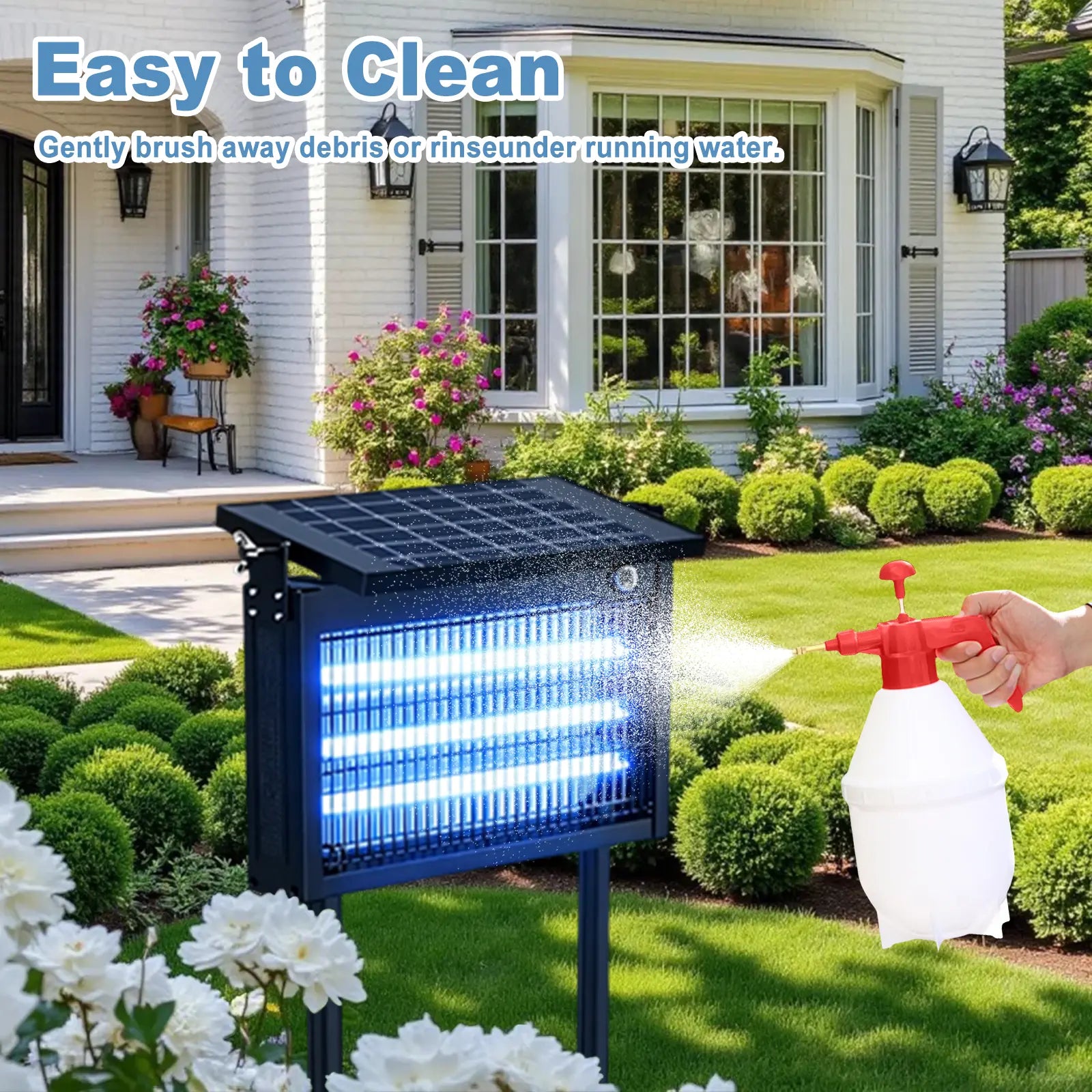 Gainstarx Solar Bug Zapper Outdoor Waterproof Electric Mosquito and Fly Zapper with Smart Light Sensor Rechargeable Solar Powered Trap for Patio, Backyard, Garden, Camping, and Indoor Use