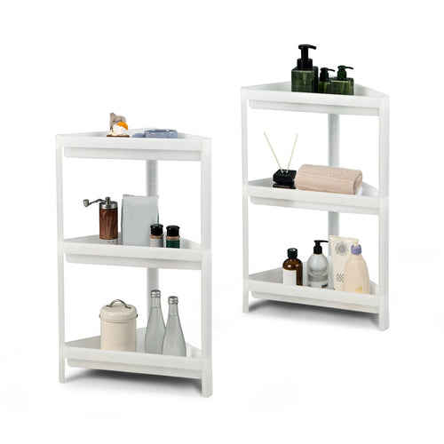 2 Pack 3-Tier Floor Corner Storage Racks with Drainage Holes